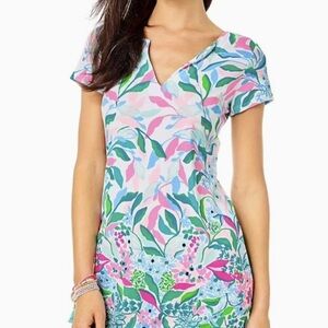 Lilly Pulitzer Pink, Green & Blue Floral V-Neck Dress